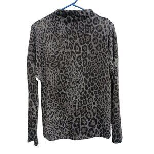 INC International Concept Womens Sweater Small Animal Print Metallic Mock Neck